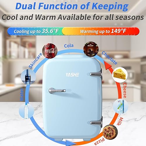 Miniatura 3 de Mini nevera, refrigerador pequeño de 4 litros6 latas para dormitorio, 110 V CA12 V CC enfriador termoeléctrico y calentador para bebidas, oficina,