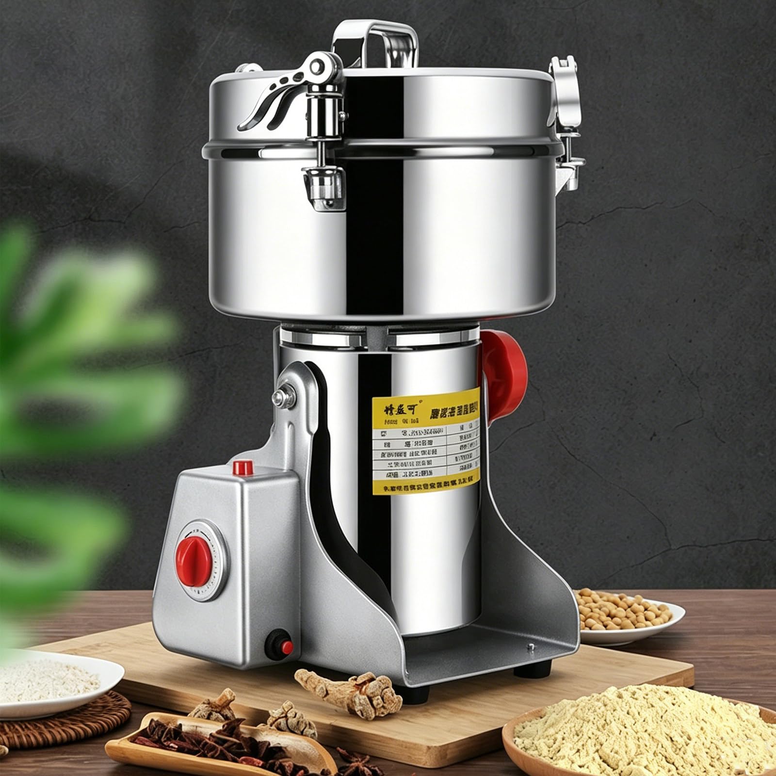 GSHSHOU Electric Grain Grinder,Swing Type Grain Mill Grinder,Stainless Steel High-speed Spice Herb Grinders Superfine Machine Dry Cereals Pulverizer Swing Type 2000G