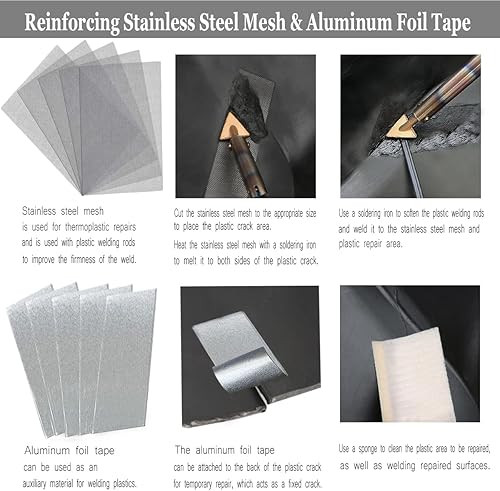 Miniatura 6 de Varillas de soldadura de plástico ABS PP PU PE PA PC TPO 7 tipos de varillas de soldador de plástico para parachoques de coche, kit de reparación de