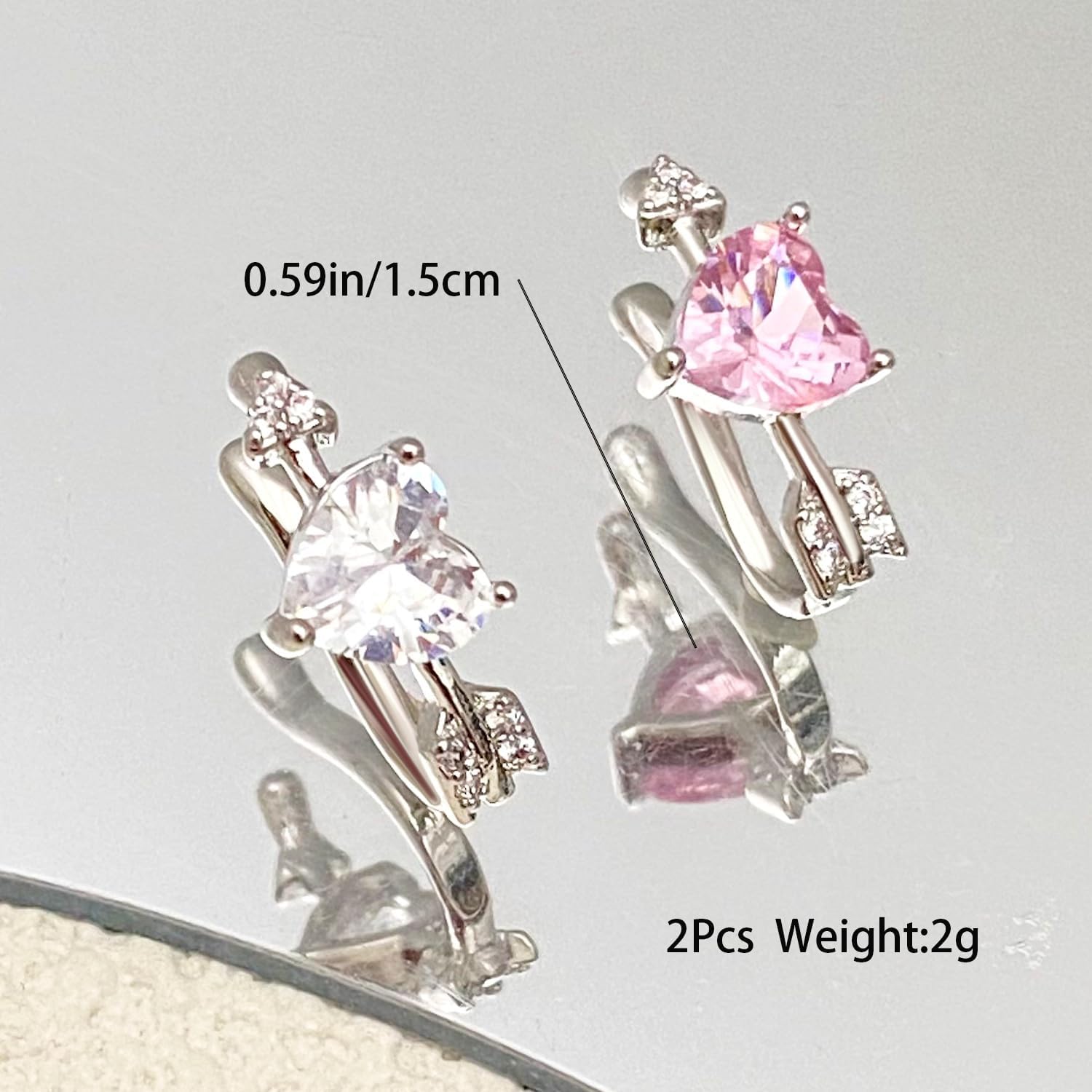 Clip on Earrings Ear Cuffs Non Piercing Arrow Cuff Earrings Ear Cuff Earring Pink Heart Rhinestone Earring Prom Dress Jewerly