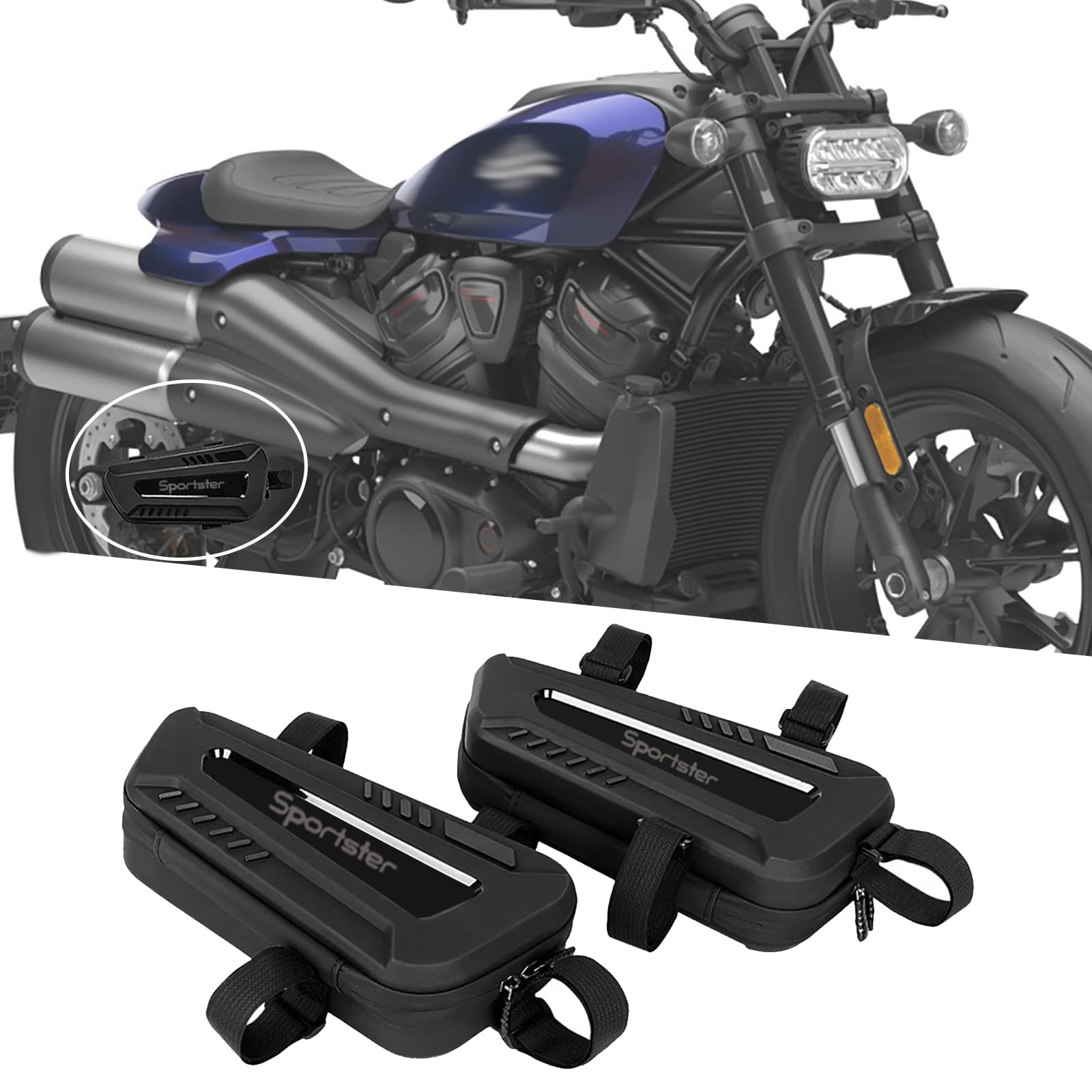 For Sportster S 1250 RH 1250S RH1250S Motorcycle waterproof saddle bag triangular hard shell side bag left and right two 2L large capacity storage bag (Sportster(with logo))
