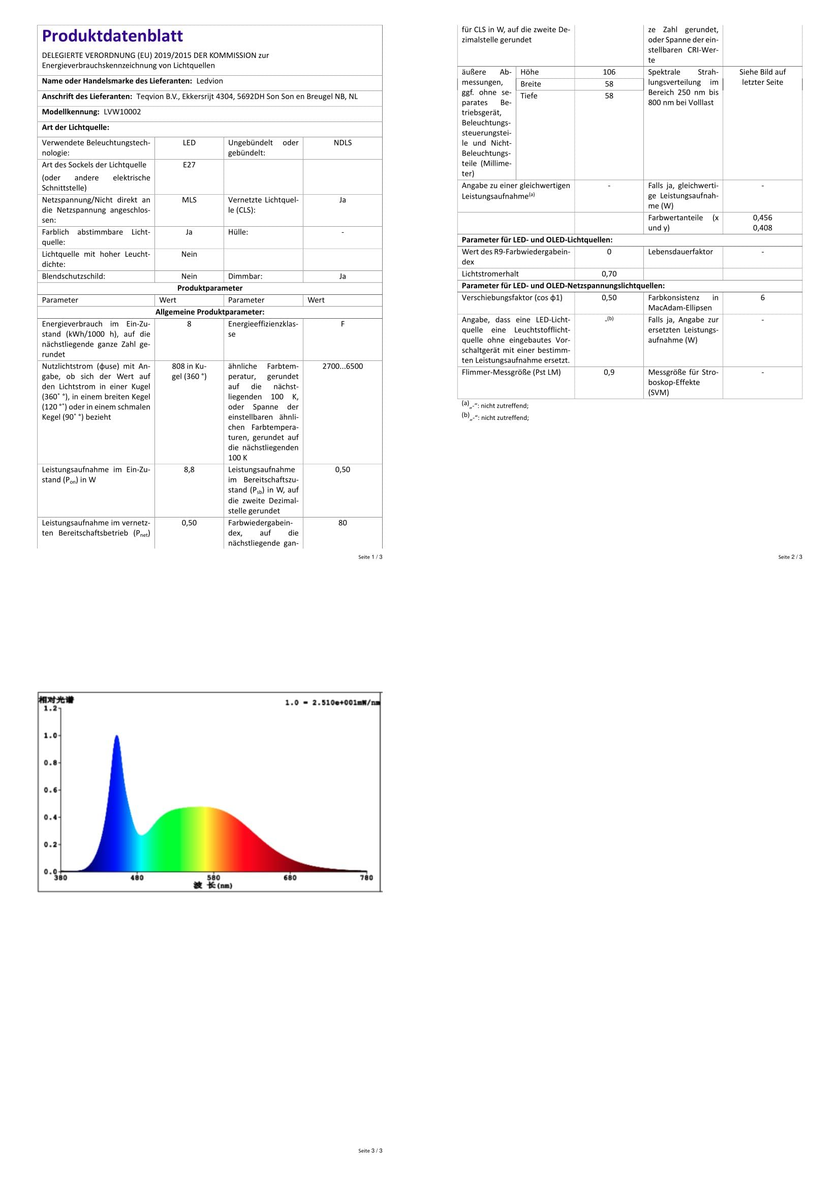Ledvion - 10X SMART RGB+CCT Lampada LED E27, 8W, 806 Lumen, Illuminazione Wi-Fi, Dimmerabile, Alexa & Google Home