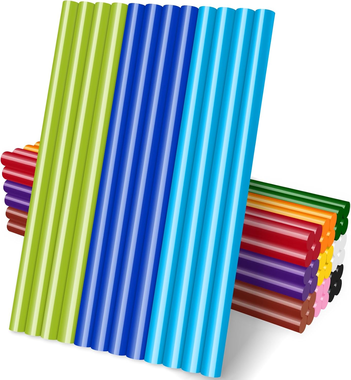 Manarty Hot Glue Sticks Full Size, 48PCS 0.43"Dia x 8" Long Large Colored Hot Glue Melt Wax Sticks for Metal, Wood, Glass DIY Art Craft & School Projects Repairing Party Festival Home Decoration