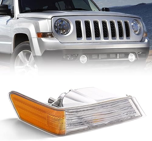 FIONE Luz de señal de giro delantera cubierta lateral marcador esquina luces lámpara intermitente lente para Jeep Patriot 2007 2008 2009 2010 2011