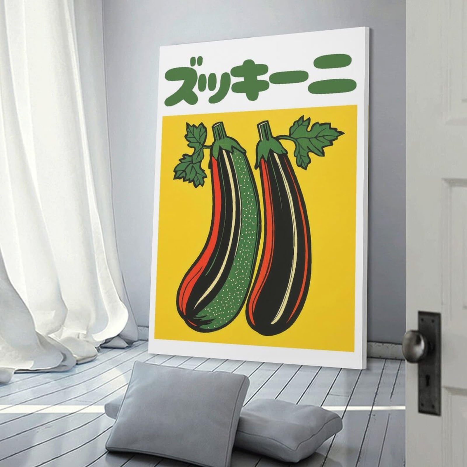 Junmoney Frame-Style-2 Zucchini Japanese Art Print Room Decor Wall Art 24X36inch(60X90cm), For Bedroom Decor, Cosy Corners Or Studios, A Warm Accent For Relaxed Interiors