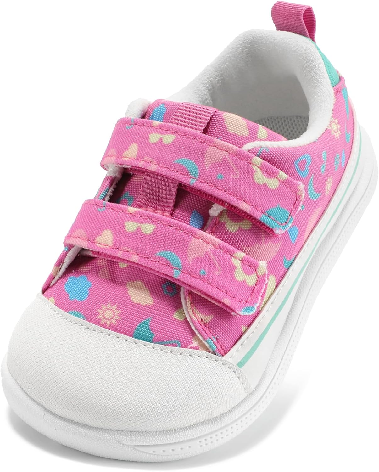 Toddler Boys & Girls Shoes Wide Toe Box Barefoot Kids Canvas Sneakers with Hook-and...