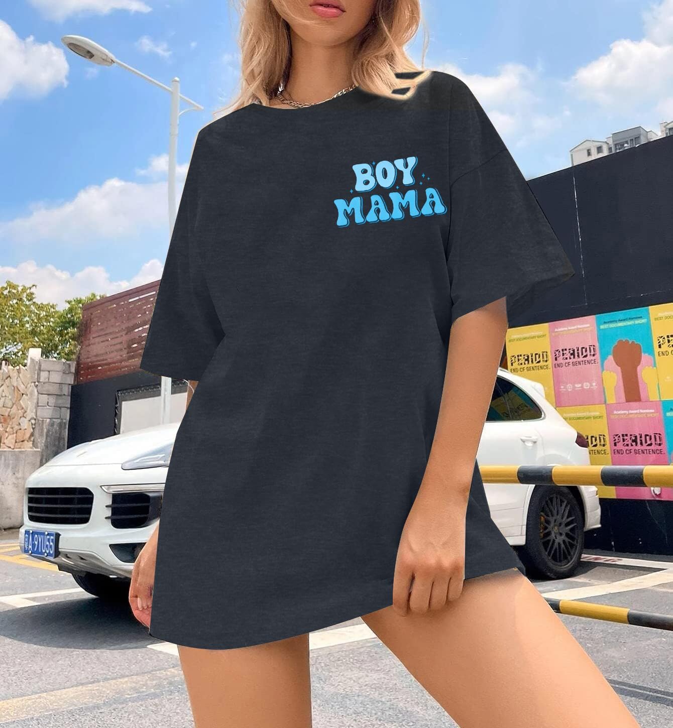 MOUSYA Boy Mom Shirts Women Mom Shirt Oversized Boy Mama Graphic Shirts Casual Short Sleeve Tee Tops - Image 3