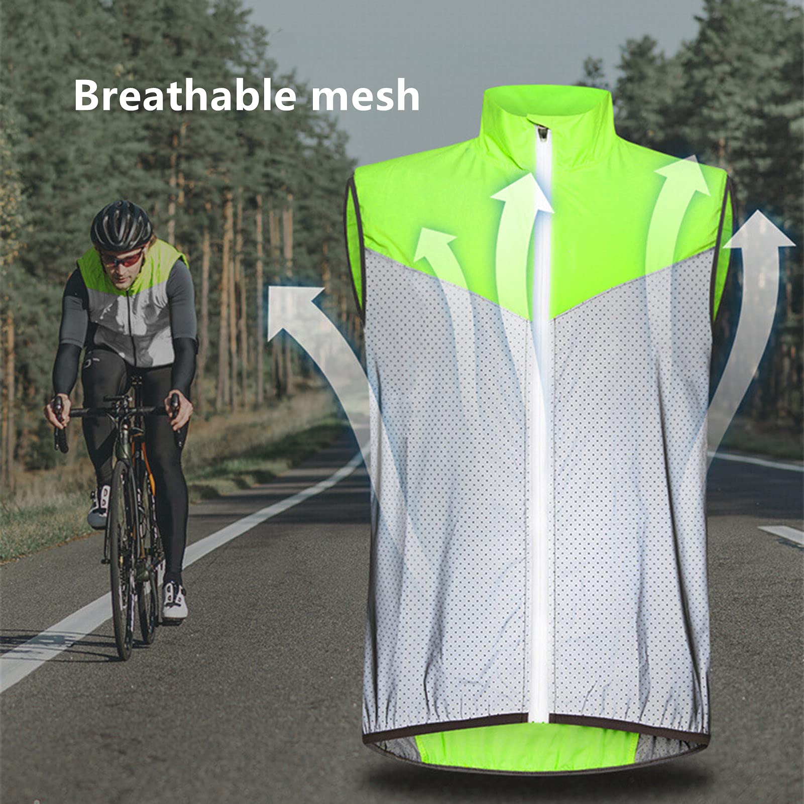 KAISUN Chaleco de Ciclismo Sin Mangas para Hombres y Mujeres Transpirable Reflectante Ciclismo Chaqueta para Correr Deportes Al Aire Libre (M,Blanco)