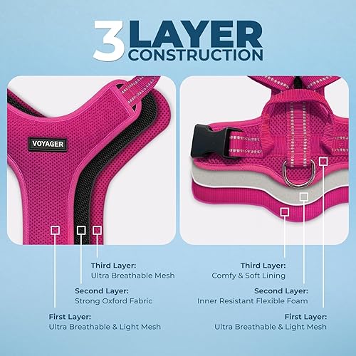 Miniatura 5 de Air Frontier - Arnés de malla para perro con correa de acero, costuras reflectantes y diseño ligero transpirable sin tirones, correas ajustables