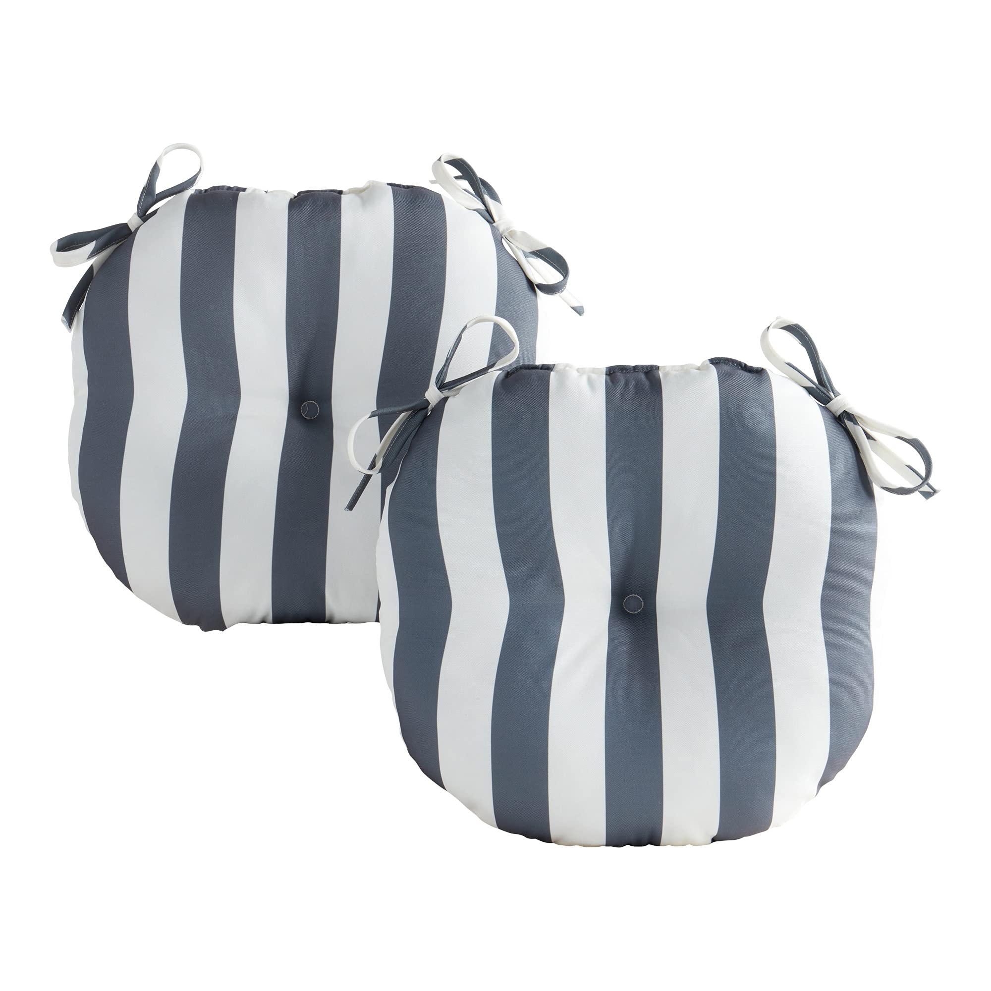 Greendale Home FashionsSet of 2 Outdoor 15-inch Bistro Seat Cushion, Canopy Stripe Gray