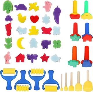 Paint Sponges for Kids, YGDZ 39pcs Early Learning Toddlers Sponge Paint Brushes Stamps Foam Art Craft Drawing Tools