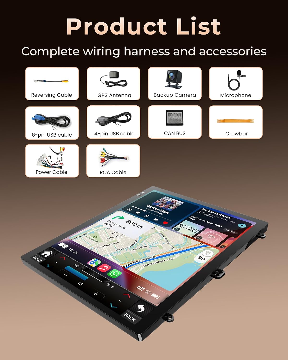 [4Core 64GB ROM] Car Radio for Ford Focus 2012-2018: 10.4" HD Touchscreen Head Unit Stereo, Built-in Wireless Carplay/Android Auto 5G WiFi Bluetooth 5.0 GPS FM SWC Mirror Link 1080P Backup Camera