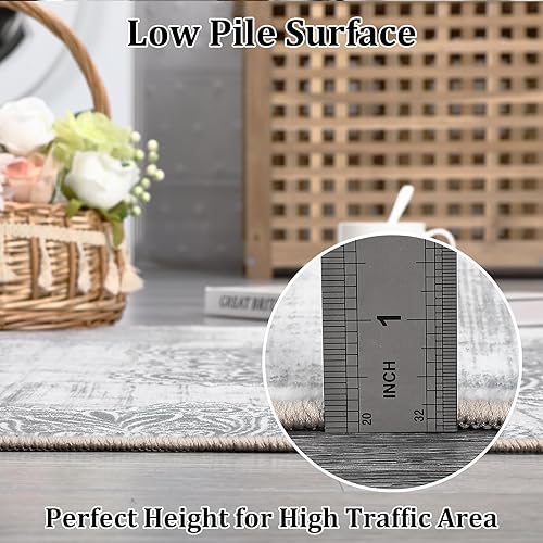 Miniatura 5 de ROYHOME Alfombra de área grande de 8 x 10 pies, vintage, con medallón, lavable a máquina, antideslizante, estilo bohemio, alfombra de interior para