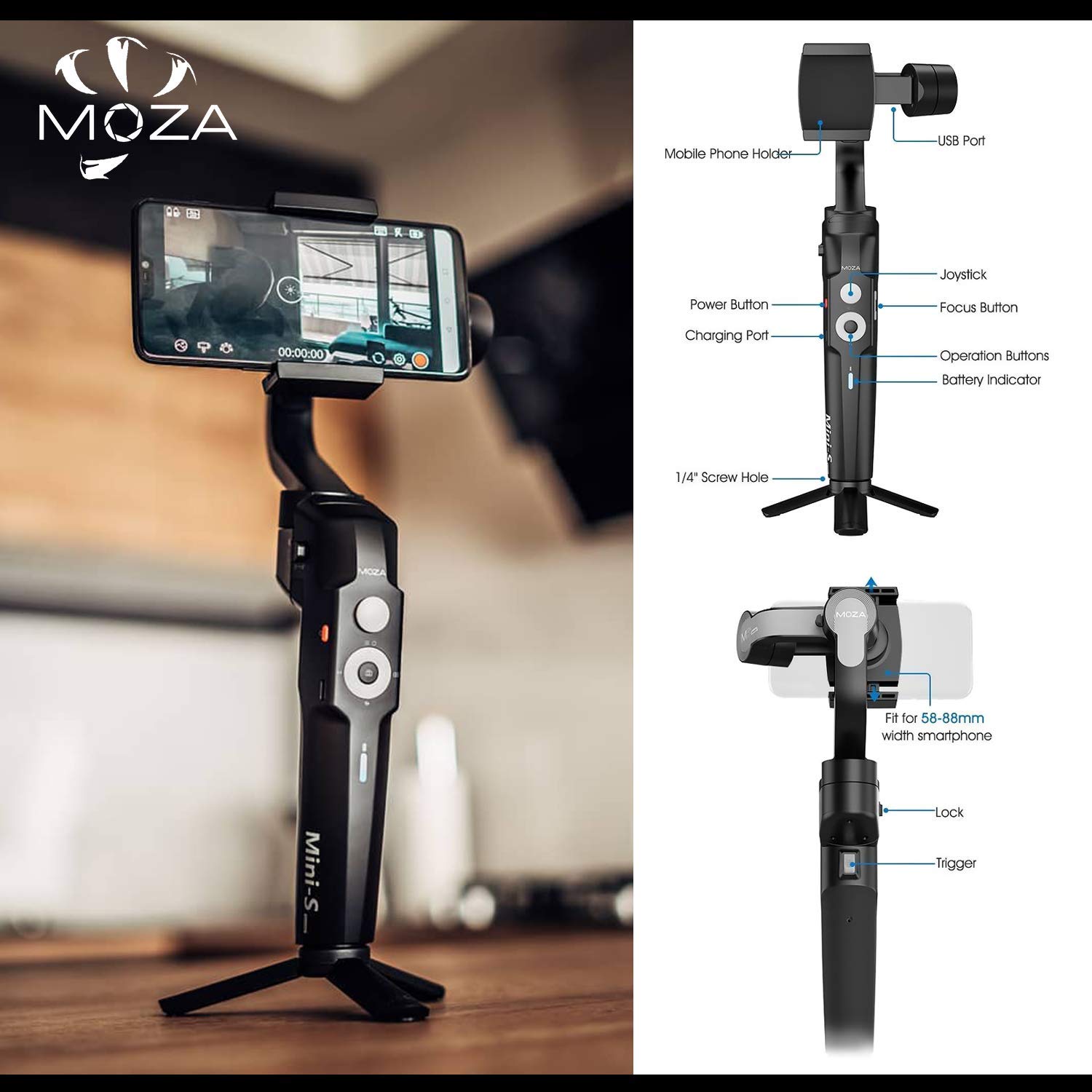Amazon.co.jp: Moza ミニS エッセンシャル 3軸 スマートフォン