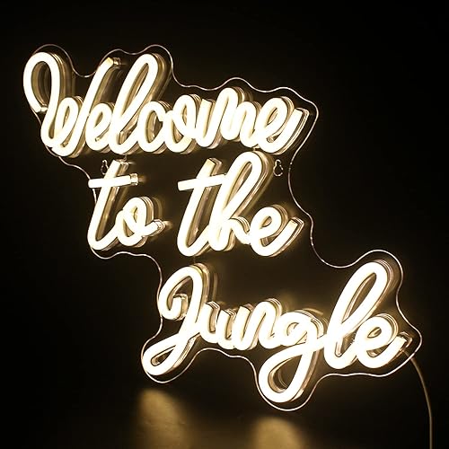 Miniatura 3 de Letrero de Neón "Bienvenido a la Jungla" en Blanco Cálido, Letrero de Luz LED para Decoración de Pared, Letra USB Iluminada para Dormitorio,