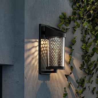 Solar Yard 4-Pack Outdoor Wall Lights, Light Fixture, LED Exterior Lighting fixtures for Outside, Front Porch Lights, Waterproof Wall Sconce Lantern Lamp for House, Patio, Doorway, Honeycomb Round