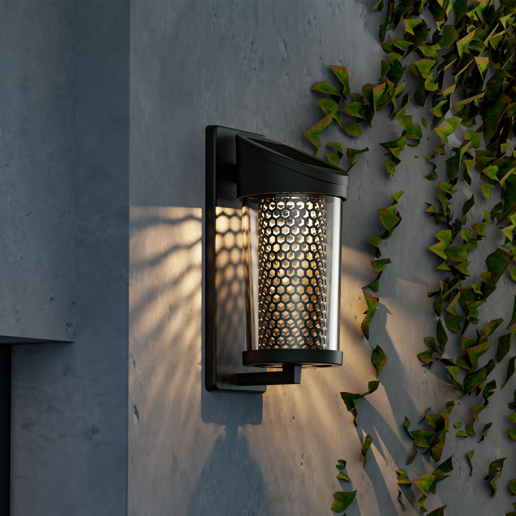 Solar Yard 4-Pack Outdoor Wall Lights, Light Fixture, LED Exterior Lighting fixtures for Outside, Front Porch Lights, Waterproof Wall Sconce Lantern Lamp for House, Patio, Doorway, Honeycomb Round-image-41