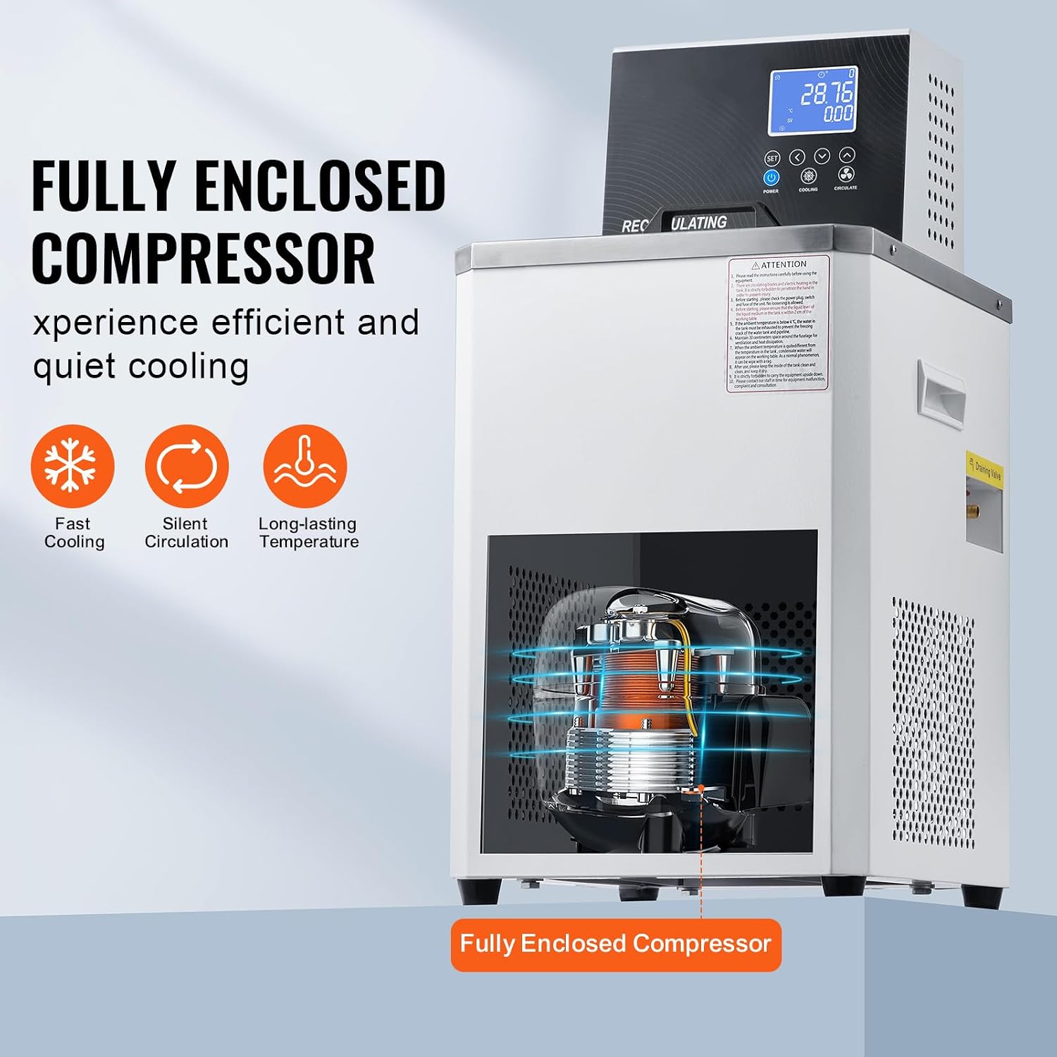 Happybuy 6L Laboratory Chiller Circulator, -4°F-212°F Recirculating Pump, LCD Display, 304 Stainless Steel Water Bath Cooling System