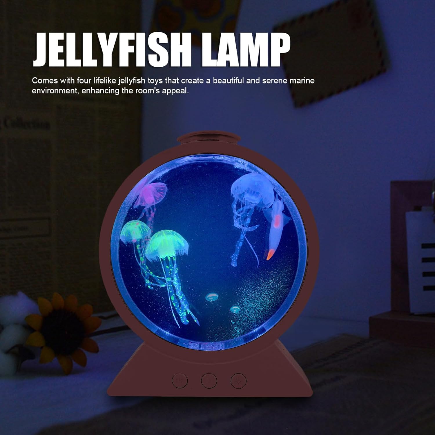 導かれたクラゲのライト、7色のRGBラウンドジェリフィッシュナイトライトライトホームベッドルーム装飾、誕生日プレゼント、ホームデコレ