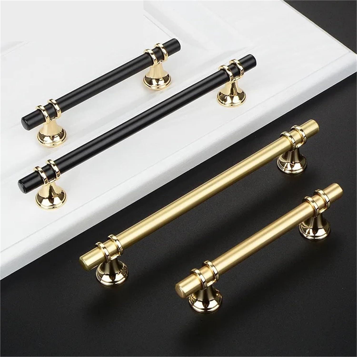 Gold Furniture Handle Cabinet Drawer Knobs Cupboard Pulls Kitchen Handle Pull Black Handle 1Pcs(Gold-96mm)
