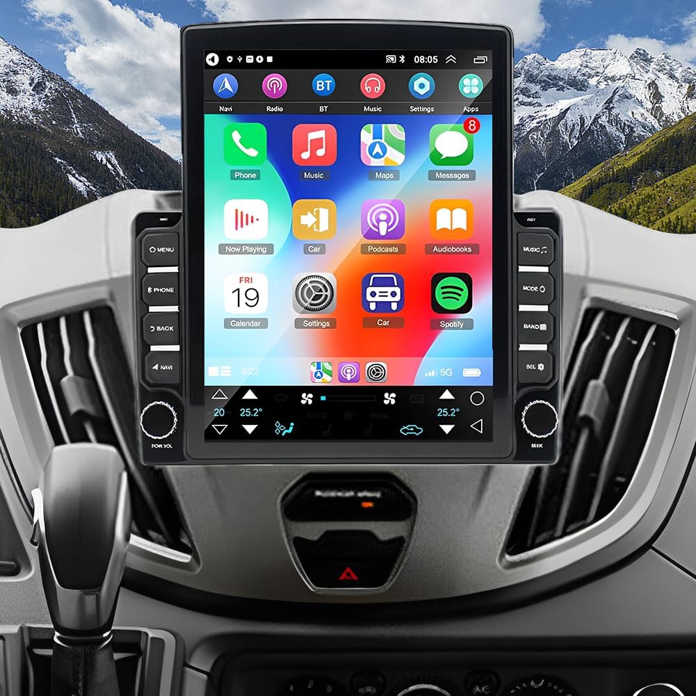 4+64G Car Stereo Fit for Ford Transit Custom 2013 2014 2015 2016 2017 2018 2019 with Wireless Carplay Android Auto Android 14 9.7" Car Radio Receiver FM WiFi GPS SWC Bluetooth AHD Camera