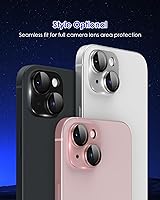 Vista 7 de Compatible con iPhone 15 Plus/iPhone 15 Protector de lente de cámara Metal Plus Anillo de aleación de aluminio 9H Pantalla de vidrio templado Negro
