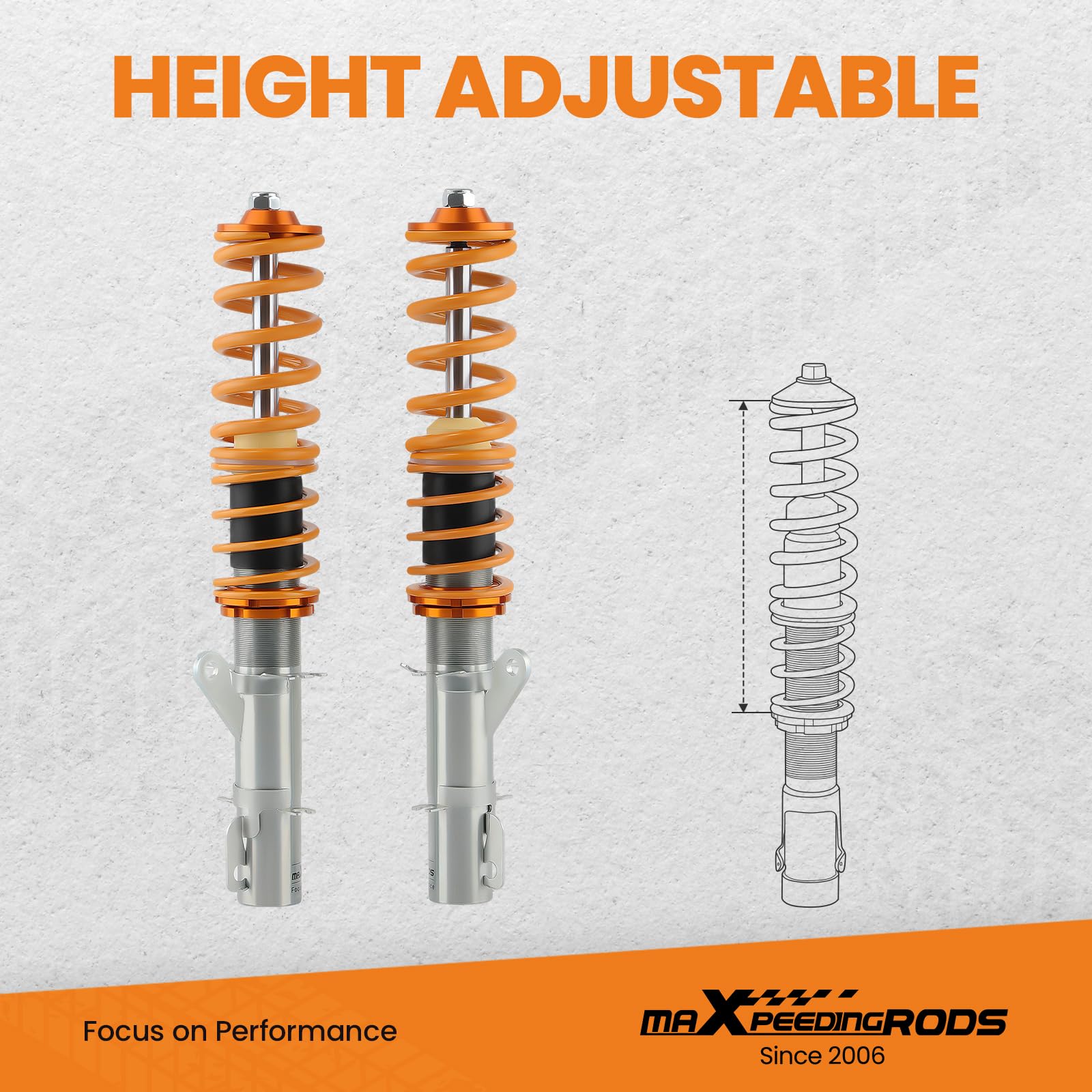maXpeedingrods Suspensión roscada ajustable en altura para VW Golf Mk4 IV 1J1 FWD 1998-2007 para Audi TT 8N3 FWD 1998-2006 para A3 (8L1) FWD 96-06