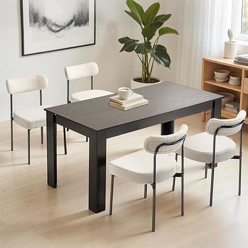 Miniatura 8 de VEVOR Boucle - Juego de 4 sillas de comedor, modernas sillas decorativas de sherpa de mediados de siglo, silla auxiliar tapizada para mesa de