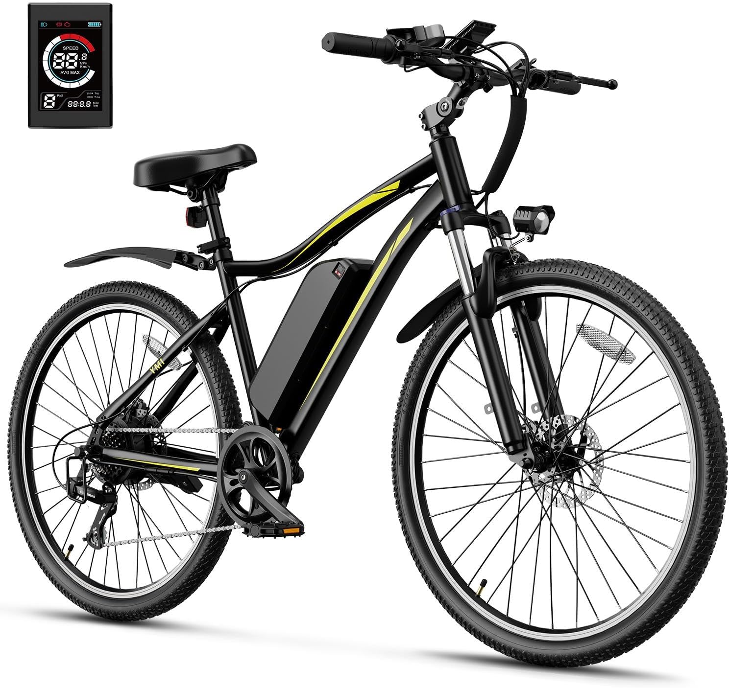 Heybike Electric Bike for Adults, 1200W Peak Brushless Motor, up to 50Miles, 28mph Max Speed Electric Mountain Bike, 480WH Removable Battery Ebike, 27.5 Tires, 7-Speed and Front Suspension Heybike Electric Bike for Adults, 1200W Peak Brushless Motor, up to 50Miles, 28mph Max Speed Electric Mountain Bike, 480WH Removable Battery Ebike, 27.5 Tires, 7-Speed and Front Suspension