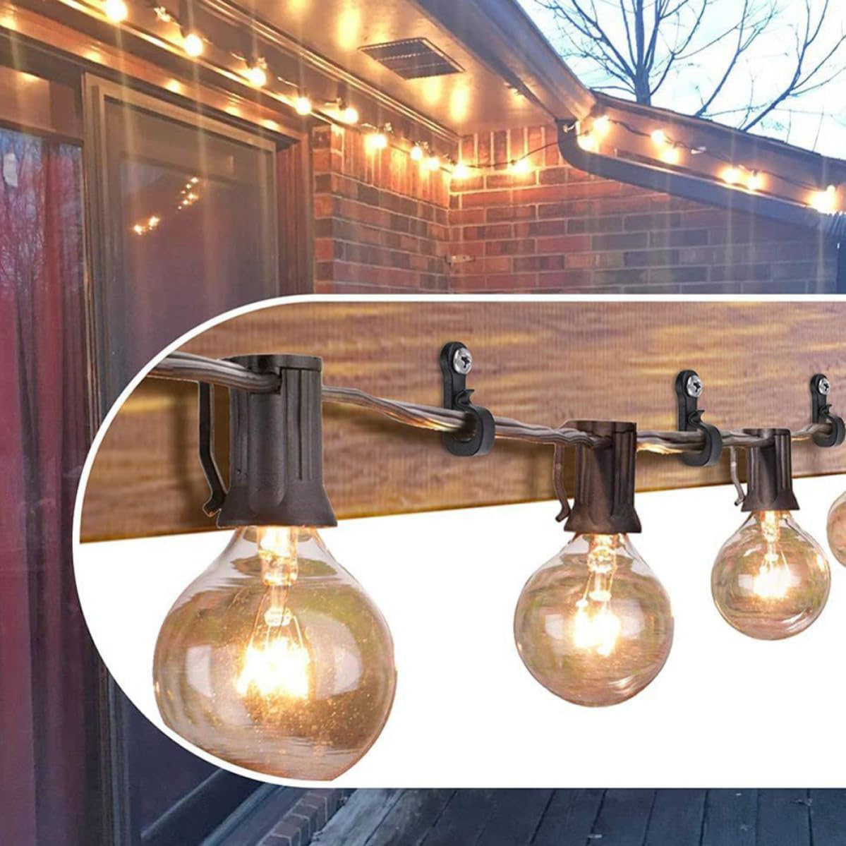 GANAZONO 1 Box Outdoor String Light Hooks for Hanging Lights and Wind Chimes, Black Plastic and Iron Screw-in Hooks with Screws and Expansion Tubes, Firm and Stable, Easy to Use for Patio