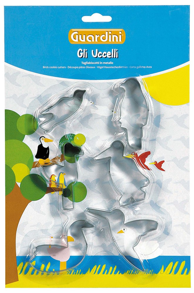 Guardini Silver Set Of 6 Bird Themed Cookie Cutters