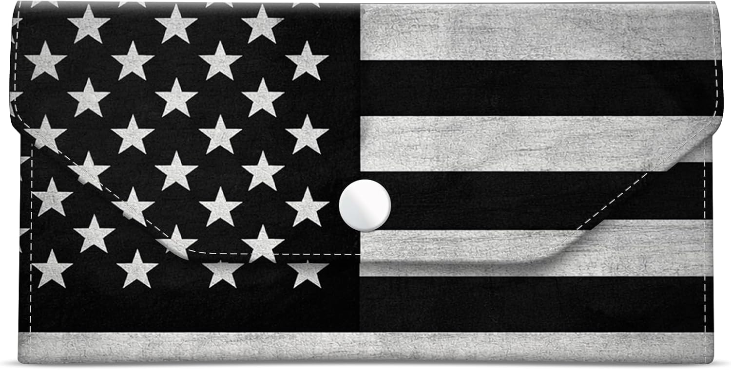 Cash Envelope Wallet Cute PU Leather Envelopes Bag for Men and Women, Reusable Budget Pouch for Budgeting Billing, American Flag