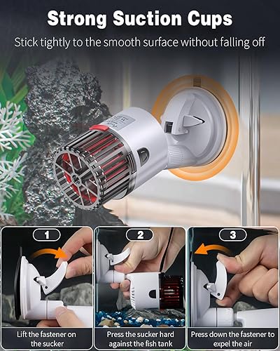 Miniatura 7 de Pawfly Acuario Wave Maker para peceras de hasta 150 galones, bomba de circulación ajustable de 2000 GPH con base de ventosa fuerte, bomba de agua