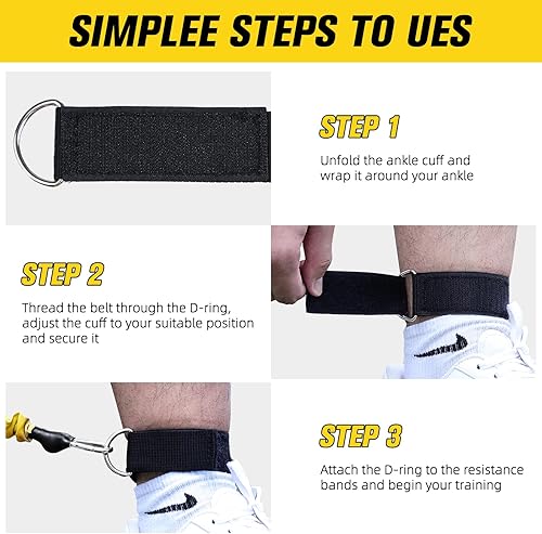 Miniatura 6 de Bandas de resistencia al tobillo con puños, bandas de tobillo para entrenamiento, bandas de ejercicio para entrenamiento de piernas, cadera,