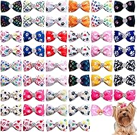 Vista 1 de PET SHOW 50 unidades/25 pares de lazos para el pelo de perro pequeño con bandas de goma con diamantes de imitación para cachorros, moño