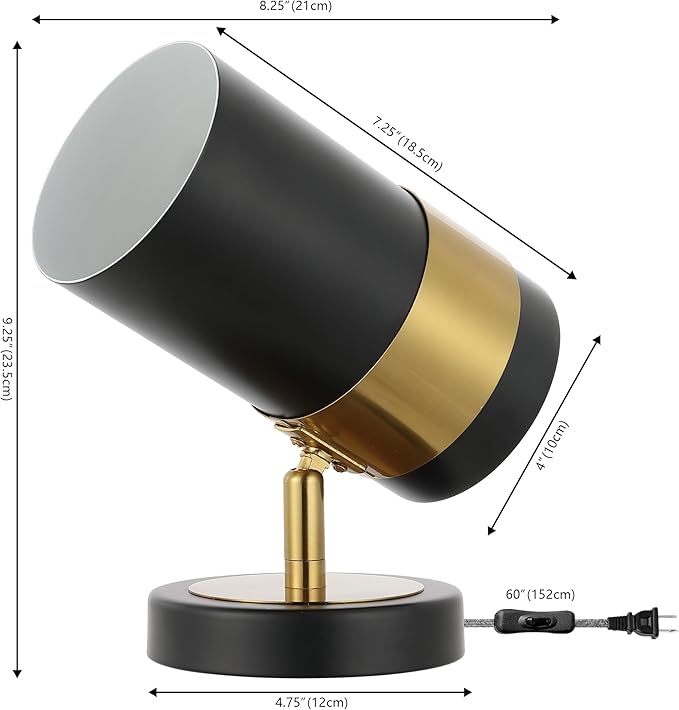 JONATHAN Y JONATHAN Y JYL6018A Astra 9.25" Modern Industrial Iron Adjustable Indoor LED Floor Spotlight, Black/Brass Gold, for Living Room, Dining Room, Bedroom photo 3