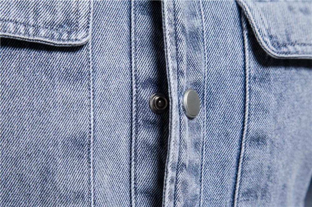 Men's classic long-sleeved denim button-down shirt jacket