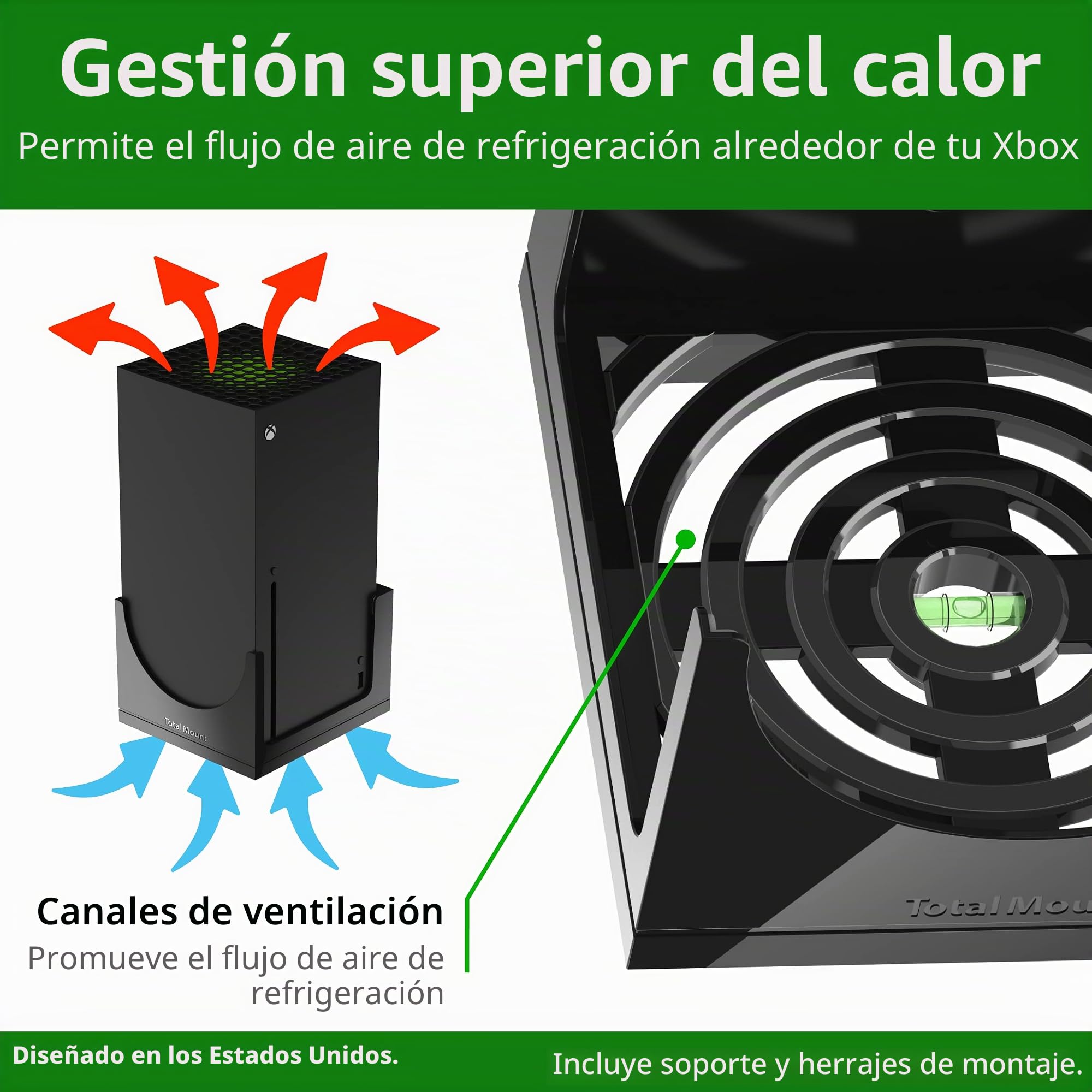 TotalMount Soporte de Pared para la Consola Xbox Series X con gestión del Calor y Clip de Seguridad Negro