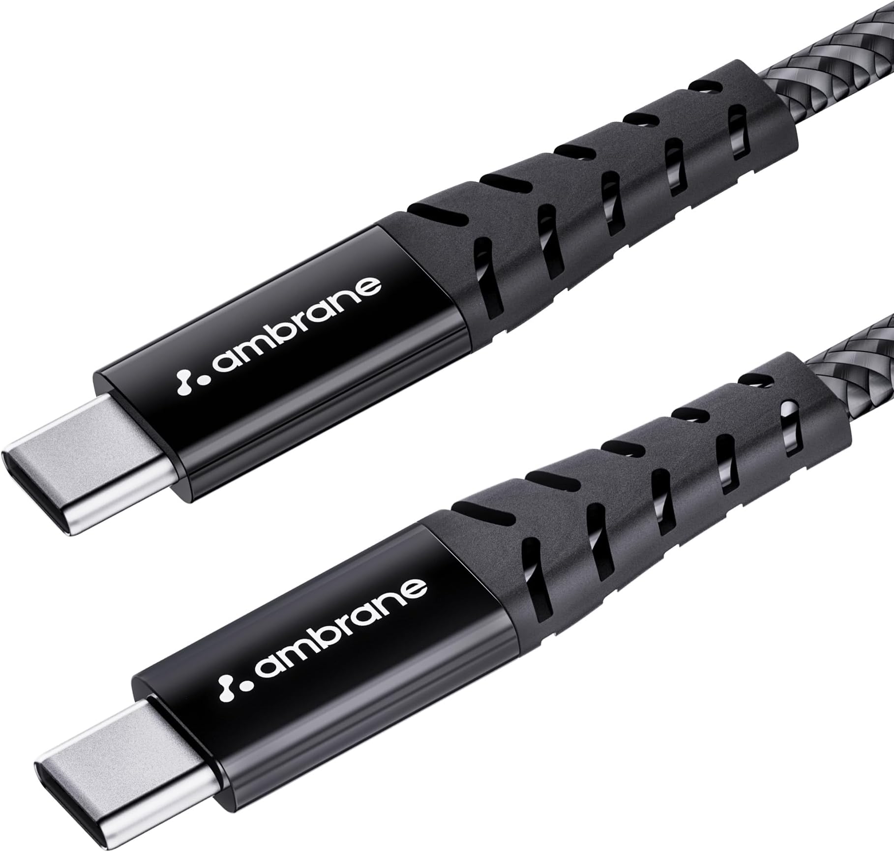 Ambrane Unbreakable 60W Fast Charging 1.5M Braided Type C to Type C Cable for Smartphones, Tablets, Laptops & Other Type C Devices, PD Technology, 480Mbps Data Sync (RCTT15, Black)