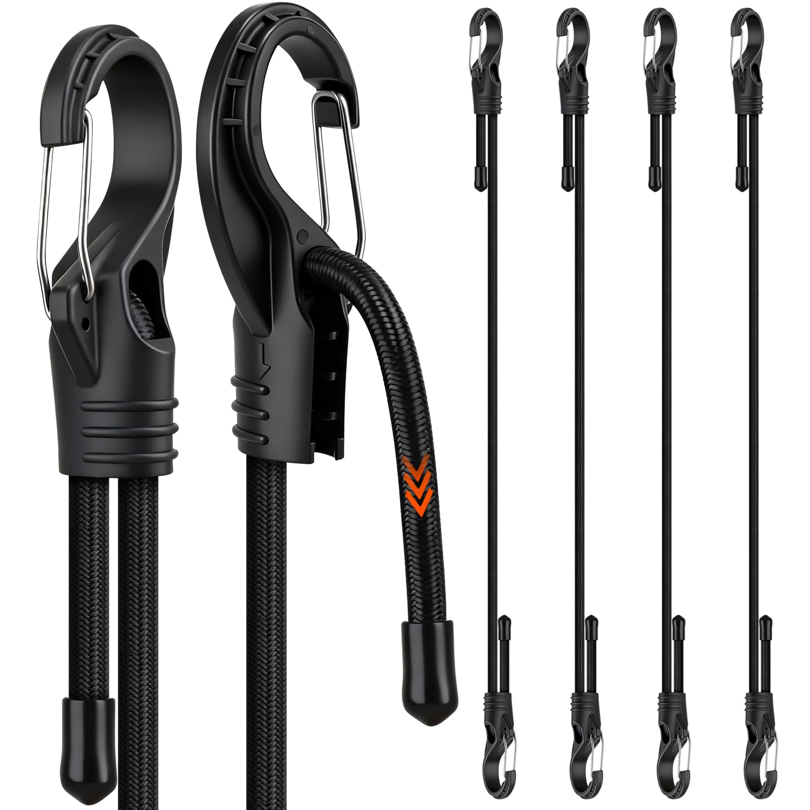 HORUSDY 31-Piece Premium Bungee Cords Assortment Jar, Includes 10”,18”,24”,32”,40” Bungee Cords, 6“ Zip Ties, 8”Canopy/Tarp Ball Ties and Crocodile Mouth Tarp Clips — Amazon image 16