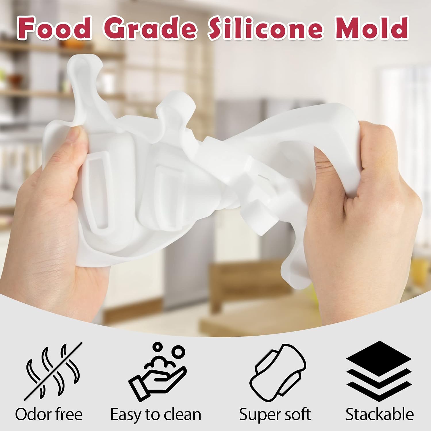 Acerich Popsicle Molds, 2 Pack Ice Pop Molds Silicone 4 Cavities Cake Pop Mold Oval with 50 Wooden Sticks & 50 Parcel Bags for DIY Ice Cream - White