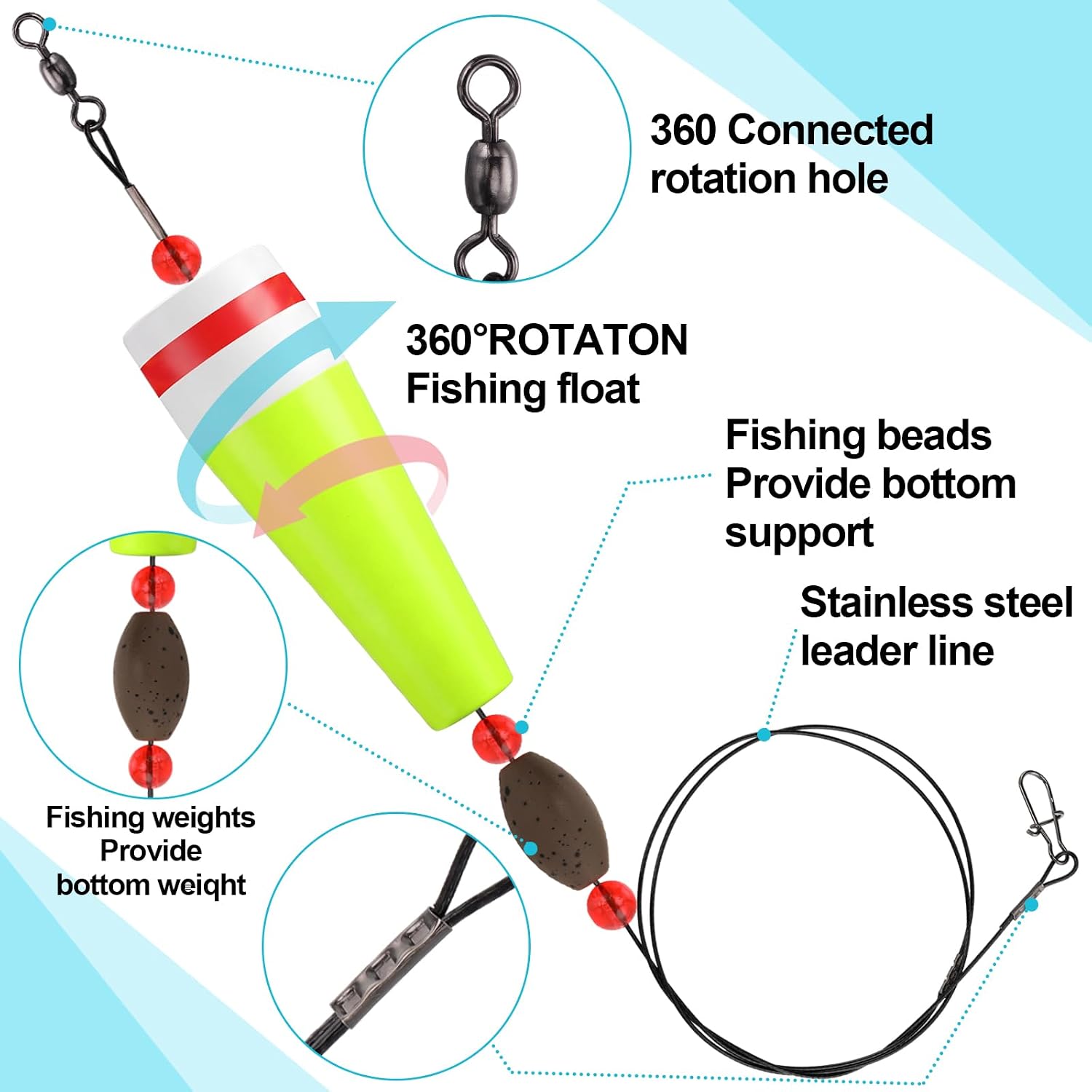6 Pcs Popping Cork Float Rig for Saltwater Weighted Bobbers Floats Fishing Corks Float Rig Rattle Popper for Redfish Speckled Trout Fishing Tackle, 1/2oz, 3/4oz, 1oz, 3 Colors