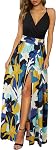 Newshows Women's Summer V Neck Spaghetti Strap Sleeveless Casual Split Long Maxi Dress