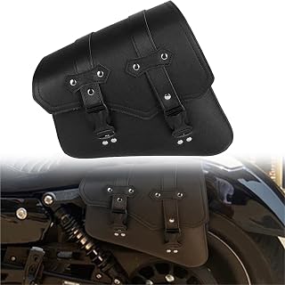 Alforjas Laterales para Motocicleta, De Cuero PU, Universales, para, Color Negro