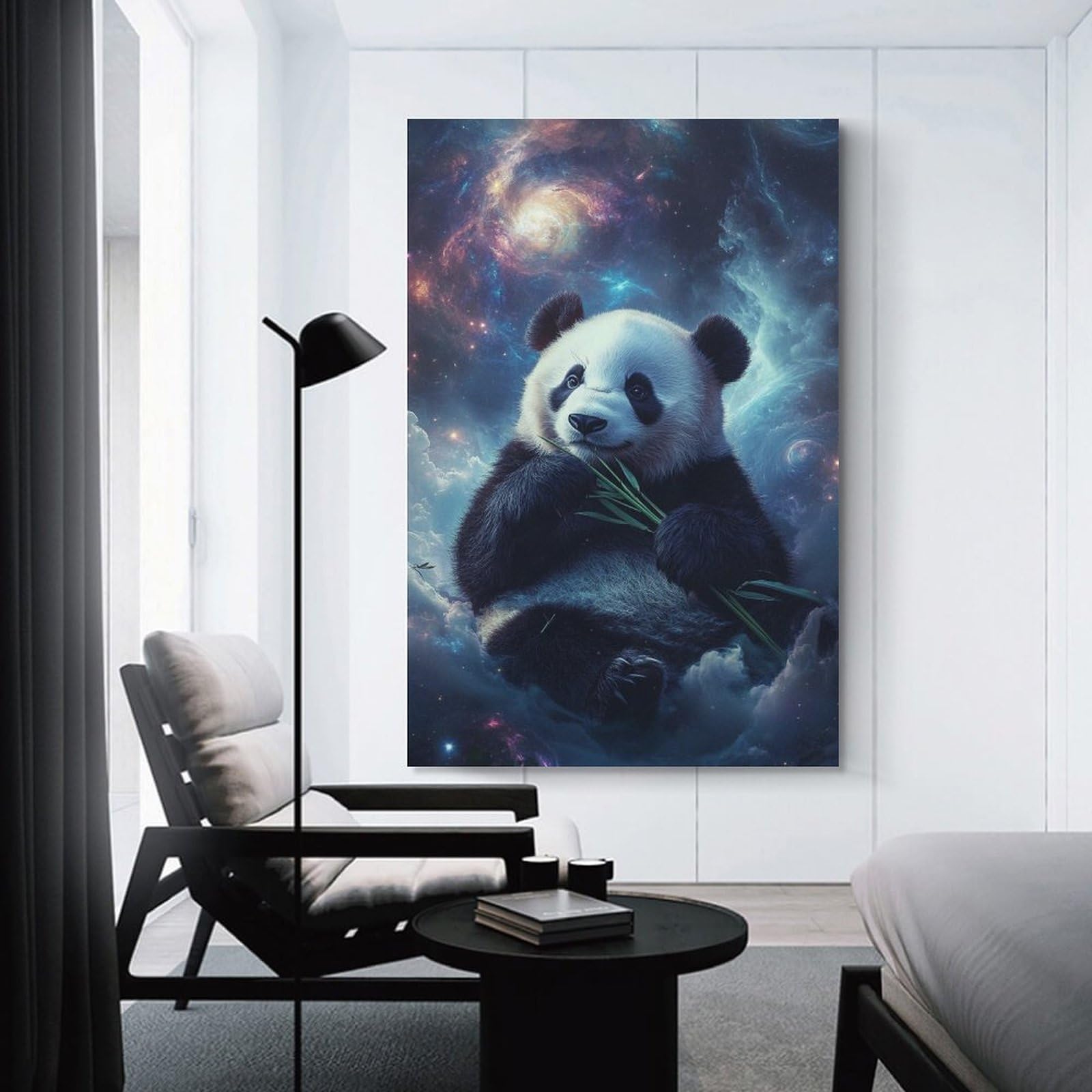 Junmoney Cosmic Panda Bamboo Fantasy Wall Picture Print, 20x30inch(50x75cm), for Workspace Walls, Study Corners Or Bedrooms, Wall Art That Adds Style to Work Areas