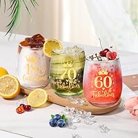 Tecanne 60. Születésnapi Ajándékszett Nőknek - Boros Pohár, Fürdőbomba, Illatgyertya és Kulcstartó Díszdobozban - Kényeztető Ajándék Anyának 3
