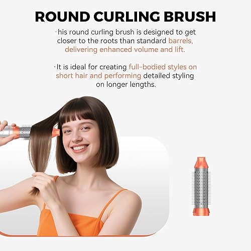 Miniatura 4 de Cepillo secador de pelo 6 en 1, cepillo secador de pelo de 110-120 V, alta velocidad de 110,000 RPM, iones negativos y 4 cepillos de pelo de aire