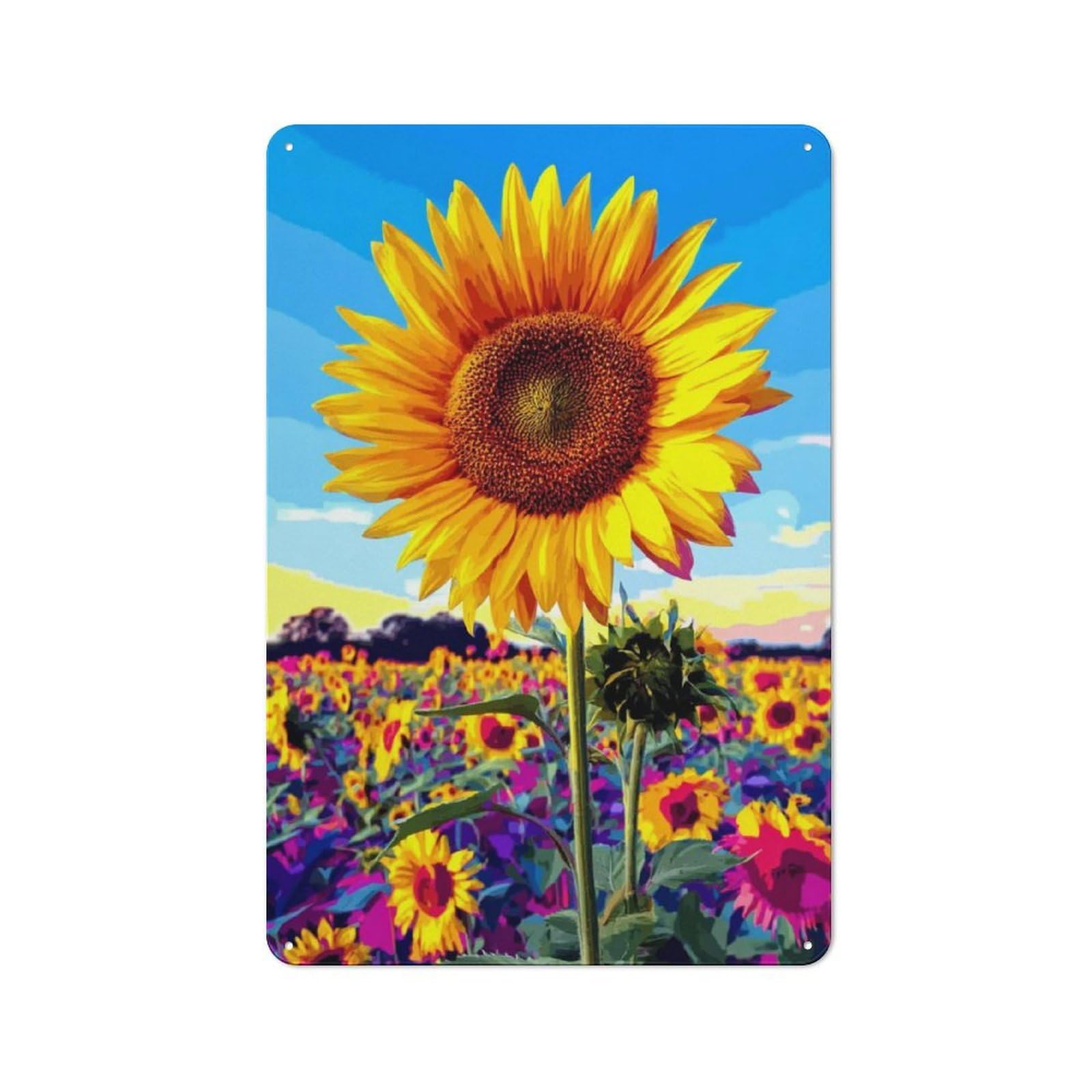 Junmoney Sunflower Field Bliss -3 Modern Vintage Metal Desk Wall Sign 30X20cm, Office Wall Decor For Office, Study, Studio Or Hallway