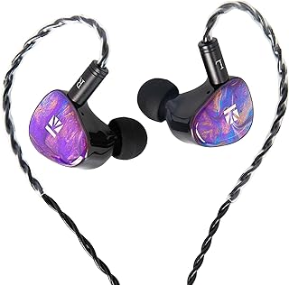 KBEAR KB02 Colorful Resin Shell in Ear Monitor Headphones, Bone Conduction Dynamic Driver Wired Earbuds, IEM Headphones HiFi Earphones with 2Pin 4N OFC Cable 3.5mm Plug for Singers Musicians, Purple