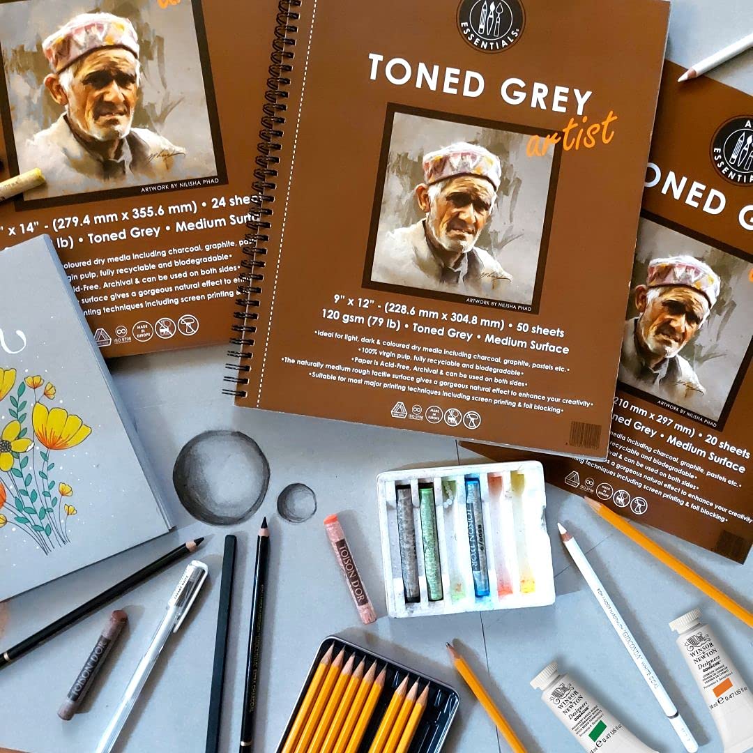 Art Essentials Toned Sketch Paper - 20 Sheets A4 -2 Art Essentials Toned Sketch Paper - 20 Sheets A4 -2